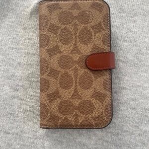 Coach I Phone 15 case with wallet card holder